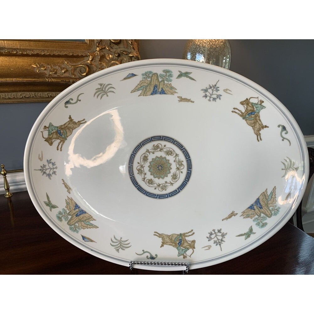 Vintage Chinese Restaurant Ware Banquet Platter Asian Hunt Scene